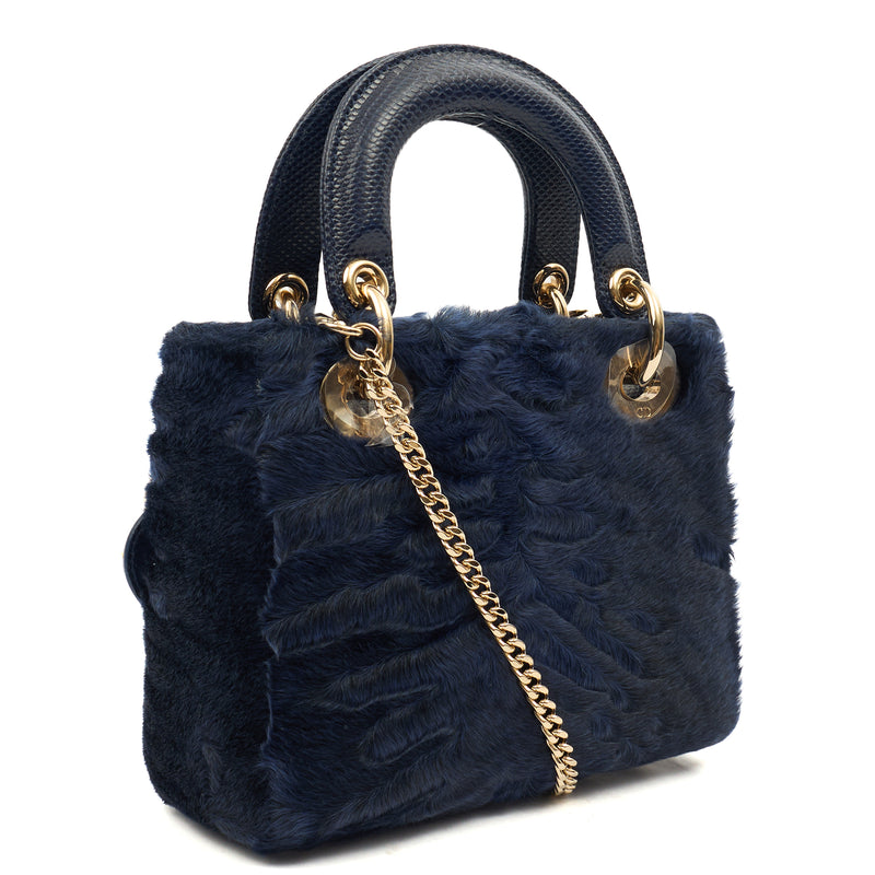 Lady Dior - Medium in Blue Astrakhan