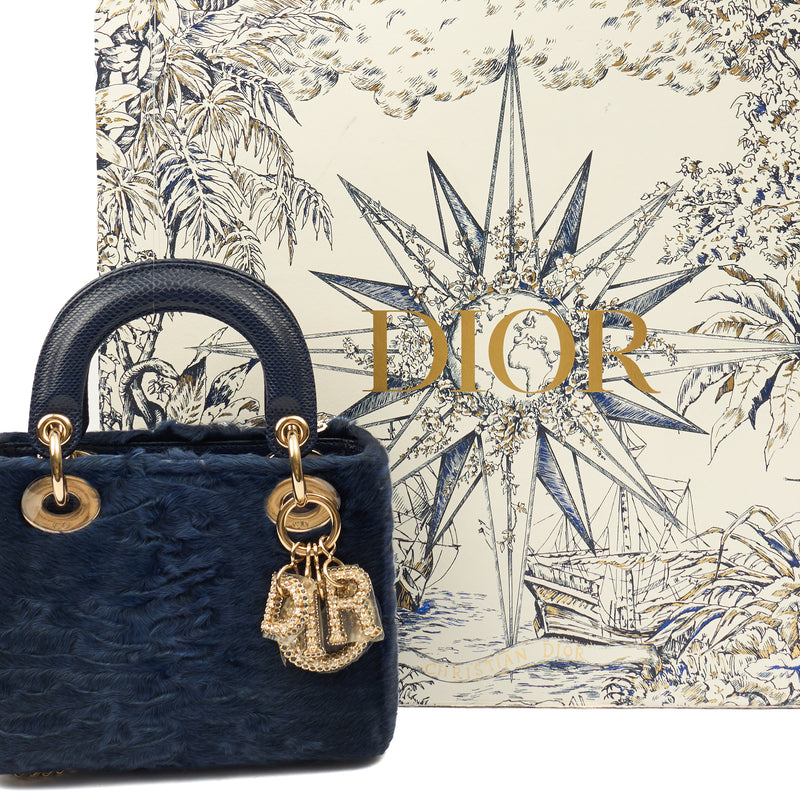 Lady Dior - Medium in Blue Astrakhan