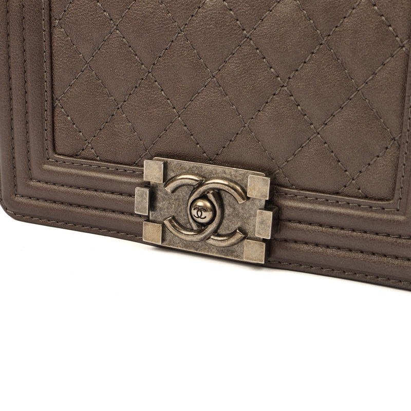 Chanel Shoulder Bag Boy - Mini in Metallic, Calfskin Leather