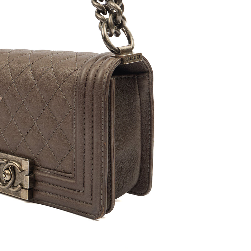 Chanel Shoulder Bag Boy - Mini in Metallic, Calfskin Leather