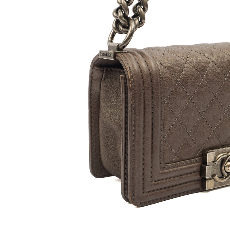 Chanel Shoulder Bag Boy - Mini in Metallic, Calfskin Leather
