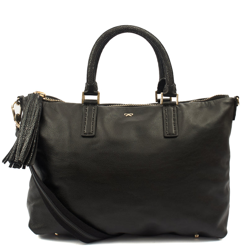 Picture of Anya Hindmarch Tote Maxi Zip- Top Handle  in Black, Leather