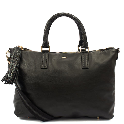Picture of Anya Hindmarch Tote Maxi Zip- Top Handle  in Black, Leather