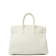 Picture of Hermes Top Handle Birkin 35 in White, Clemence Leather
