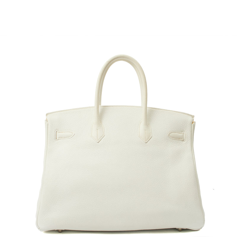Picture of Hermes Top Handle Birkin 35 in White, Clemence Leather