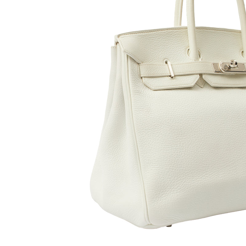 Picture of Hermes Top Handle Birkin 35 in White, Clemence Leather