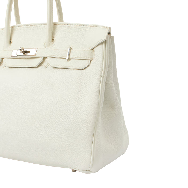 Picture of Hermes Top Handle Birkin 35 in White, Clemence Leather