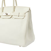 Picture of Hermes Top Handle Birkin 35 in White, Clemence Leather