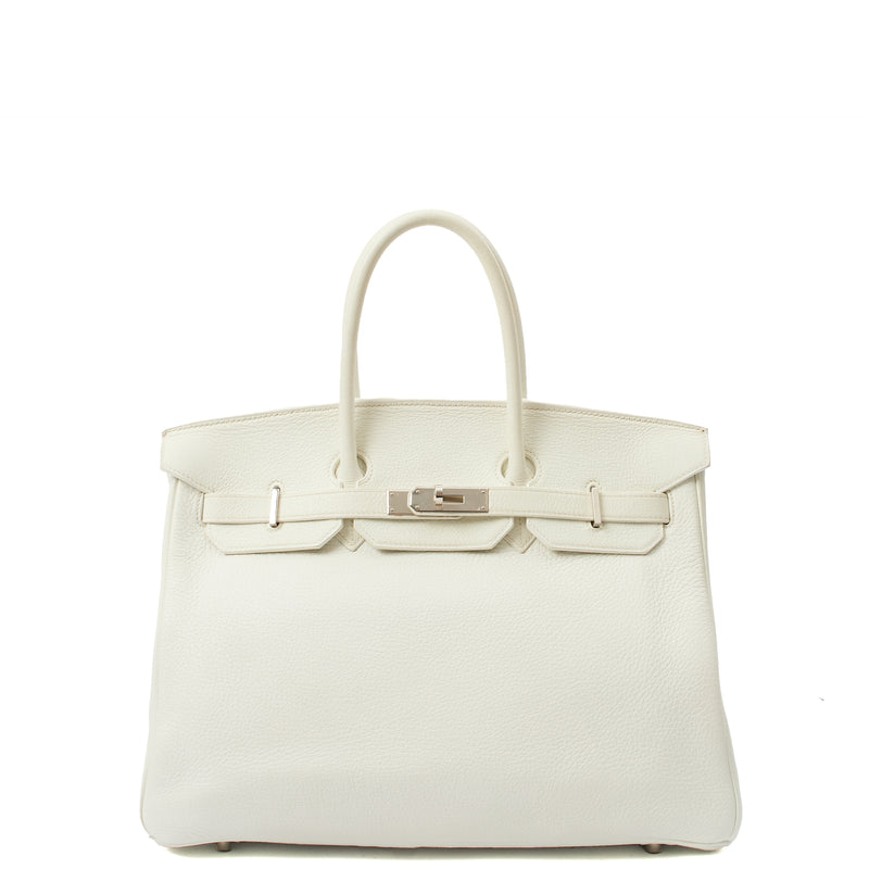 Picture of Hermes Top Handle Birkin 35 in White, Clemence Leather