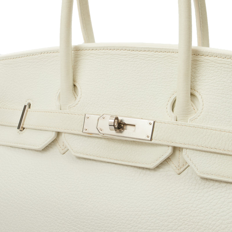 Picture of Hermes Top Handle Birkin 35 in White, Clemence Leather