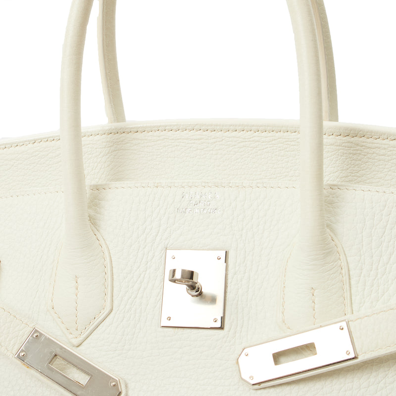 Picture of Hermes Top Handle Birkin 35 in White, Clemence Leather
