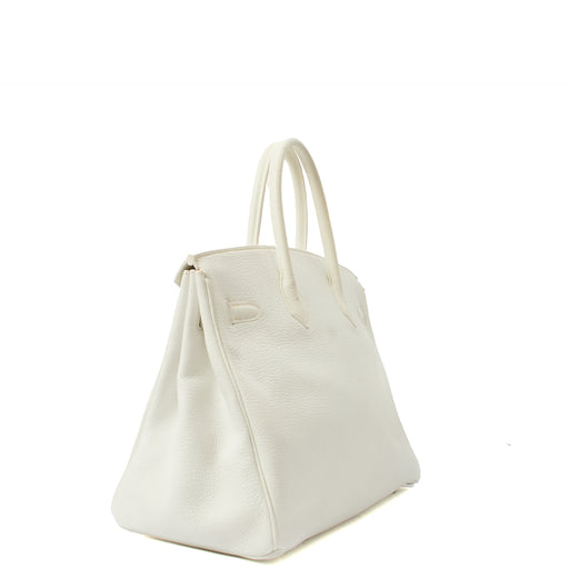 Picture of Hermes Top Handle Birkin 35 in White, Clemence Leather