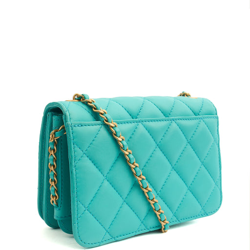 Picture of Chanel Cross Body Quilted Flap Bag Mini in Blue, Calfskin Leather