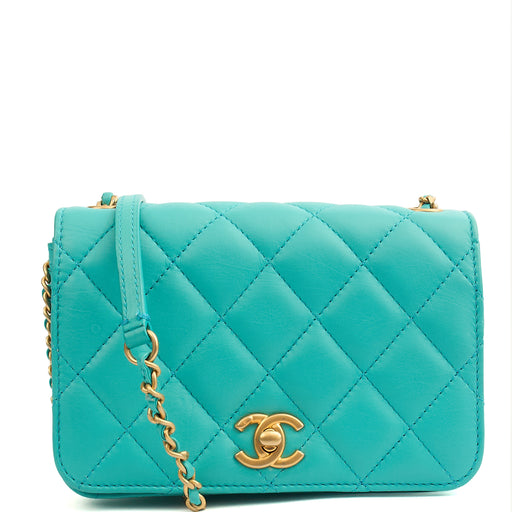 Picture of Chanel Cross Body Quilted Flap Bag Mini in Blue, Calfskin Leather