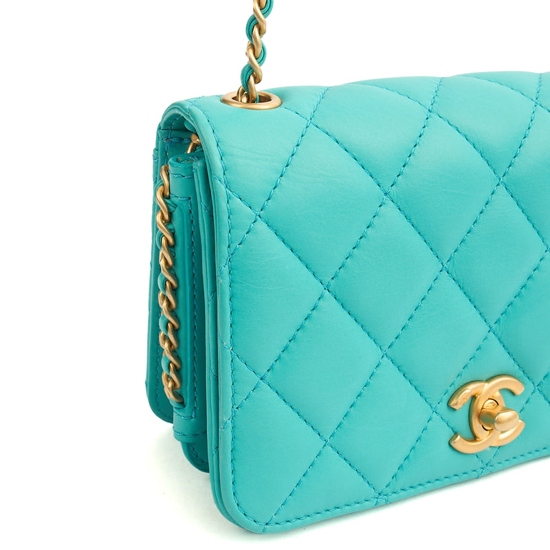 Picture of Chanel Cross Body Quilted Flap Bag Mini in Blue, Calfskin Leather
