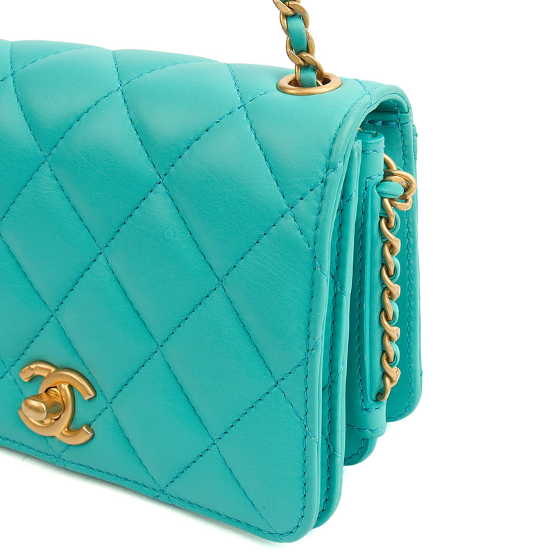 Picture of Chanel Cross Body Quilted Flap Bag Mini in Blue, Calfskin Leather