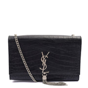 Picture of Saint Laurent Cross Body Kate Small Tassel in Black, Exotic Effect Leather
