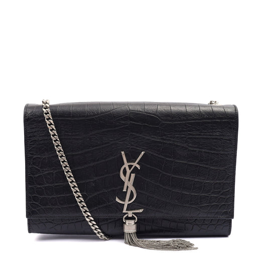 Picture of Saint Laurent Cross Body Kate Small Tassel in Black, Exotic Effect Leather