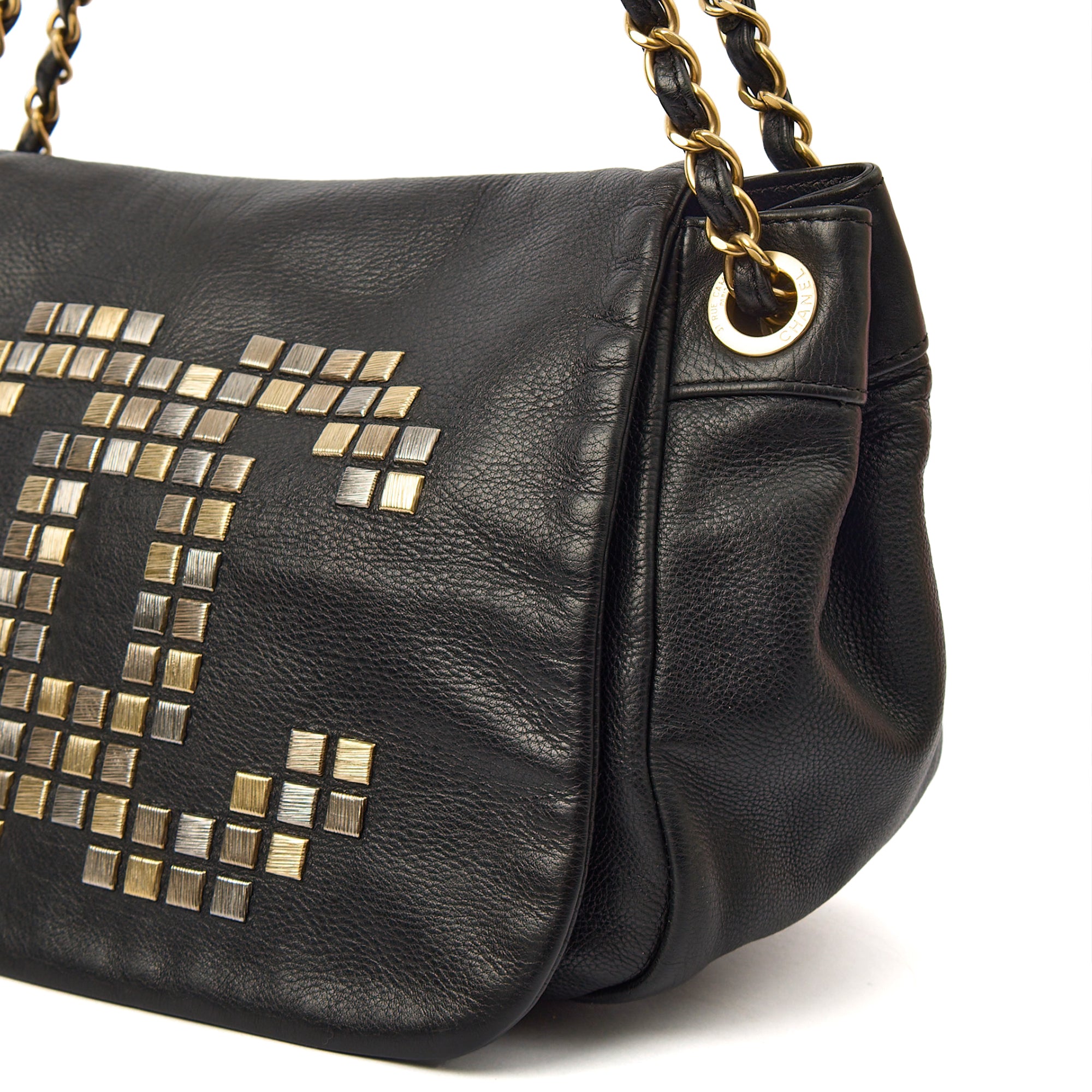 Chanel Shoulder Bag 3 Accordion Flap Bag in Black, Leather | The