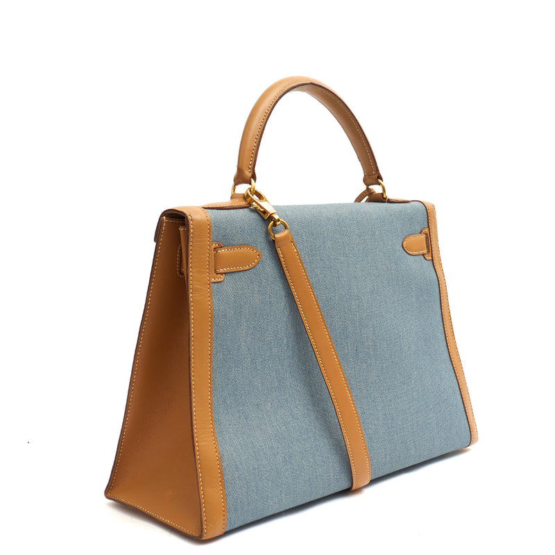 Picture of Hermes Top Handle Kelly 32 in Blue, Fabric