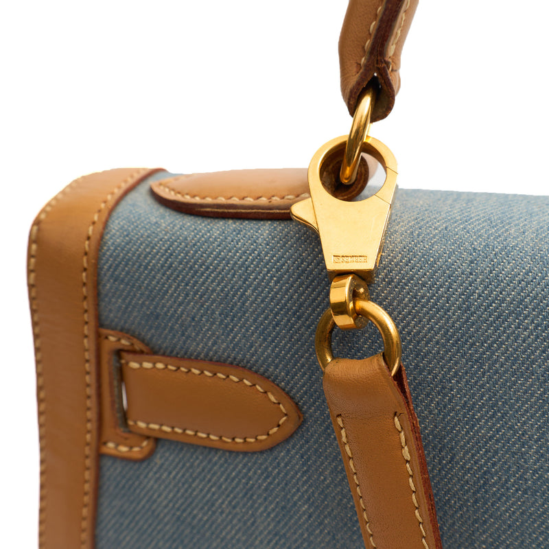 Picture of Hermes Top Handle Kelly 32 in Blue, Fabric