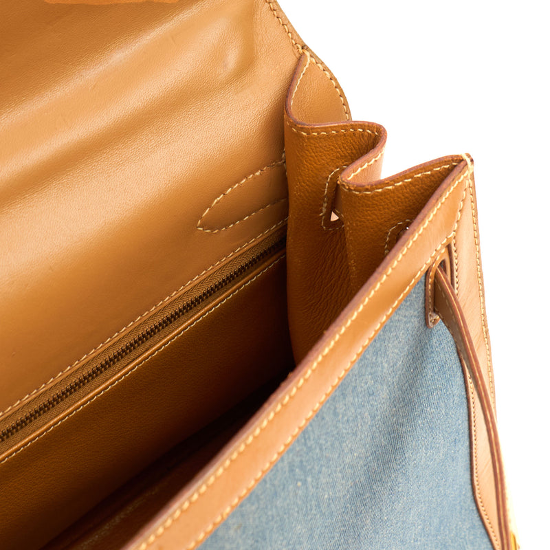 Picture of Hermes Top Handle Kelly 32 in Blue, Fabric