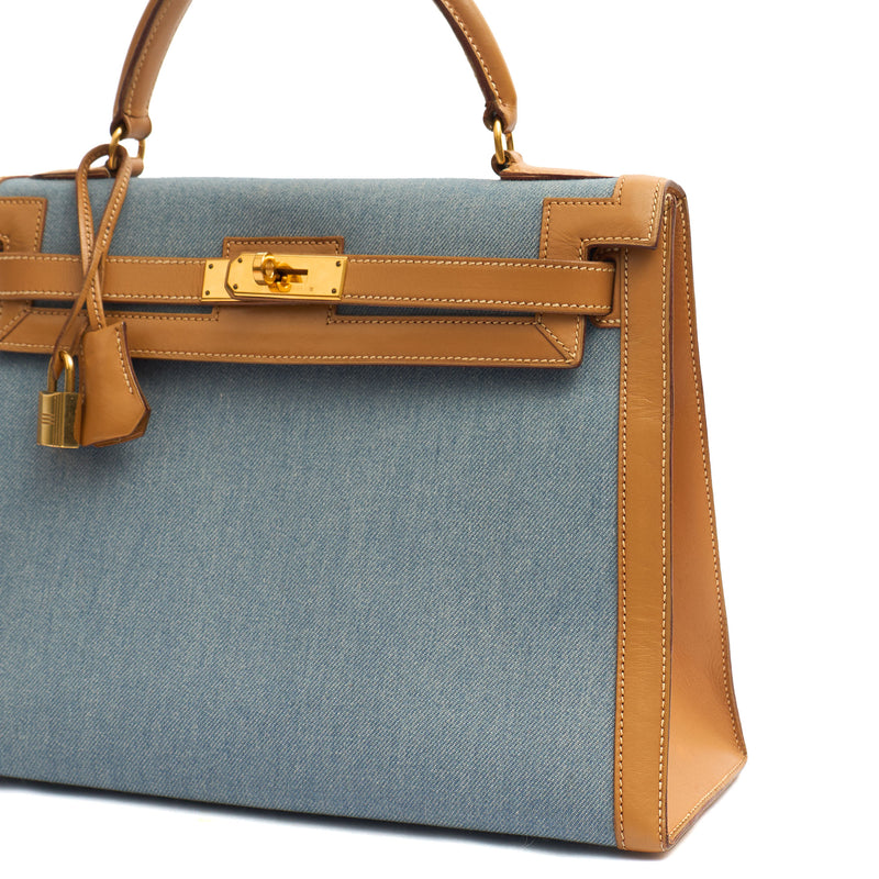 Picture of Hermes Top Handle Kelly 32 in Blue, Fabric