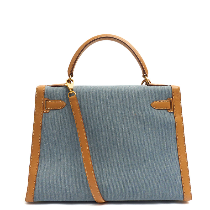 Picture of Hermes Top Handle Kelly 32 in Blue, Fabric