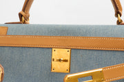 Picture of Hermes Top Handle Kelly 32 in Blue, Fabric
