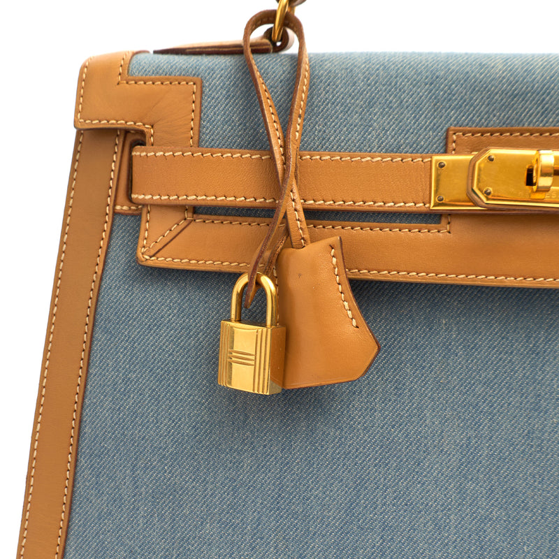 Picture of Hermes Top Handle Kelly 32 in Blue, Fabric
