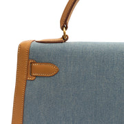 Picture of Hermes Top Handle Kelly 32 in Blue, Fabric
