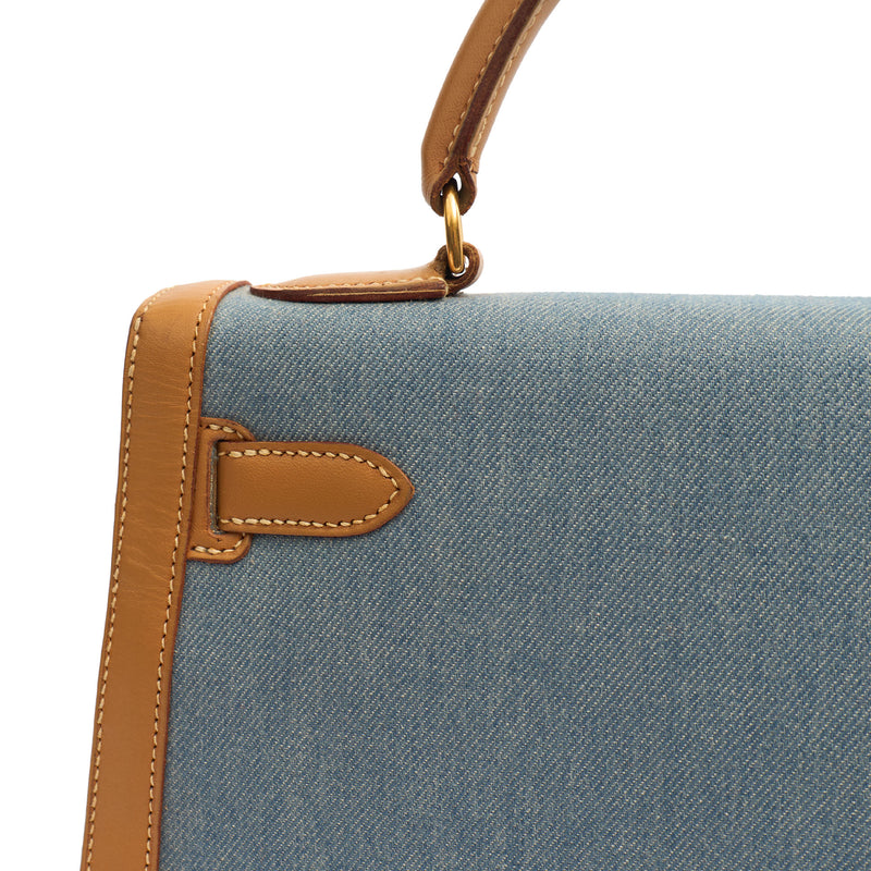 Picture of Hermes Top Handle Kelly 32 in Blue, Fabric