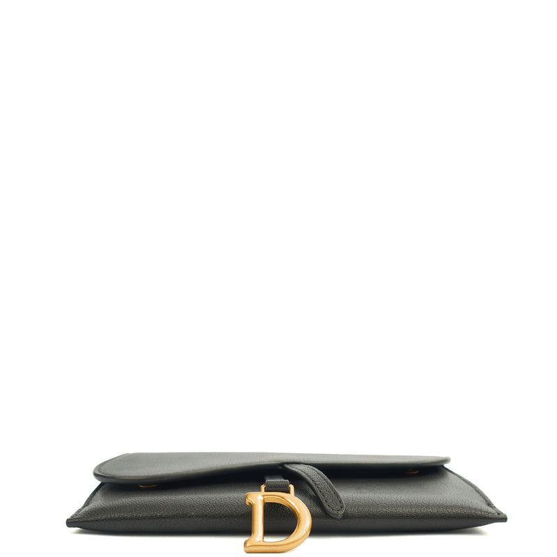 Picture of Christian Dior Cross Body Long Saddle Wallet with Chain in Black, Calfskin