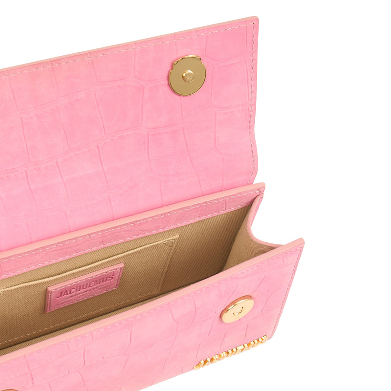Picture of Jacquemus Top Handle Le Chiquito Long in Pink, Leather