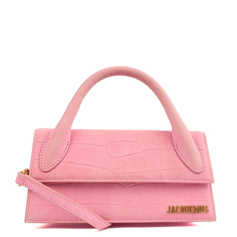 Picture of Jacquemus Top Handle Le Chiquito Long in Pink, Leather