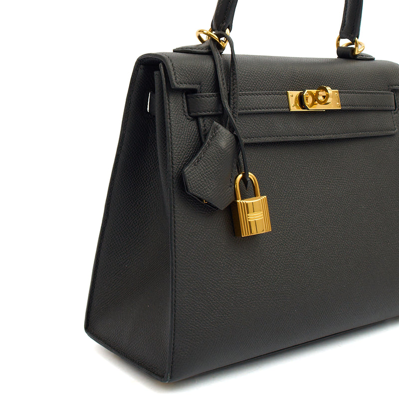 Picture of Hermes Top Handle Kelly 25 in Black, Epsom Leather