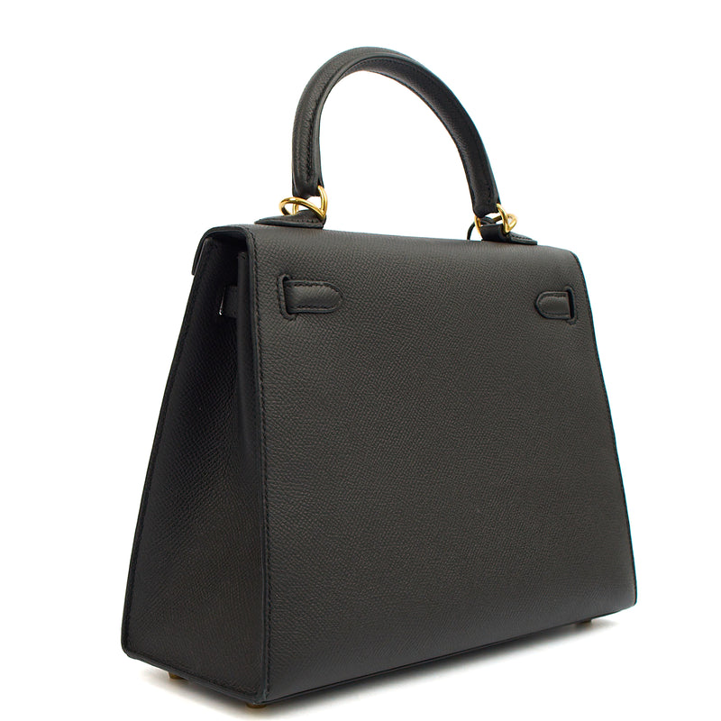 Picture of Hermes Top Handle Kelly 25 in Black, Epsom Leather