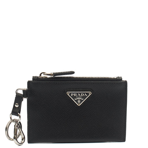 Picture of Prada Key Ring Card Holder in Black, Saffiano Leather