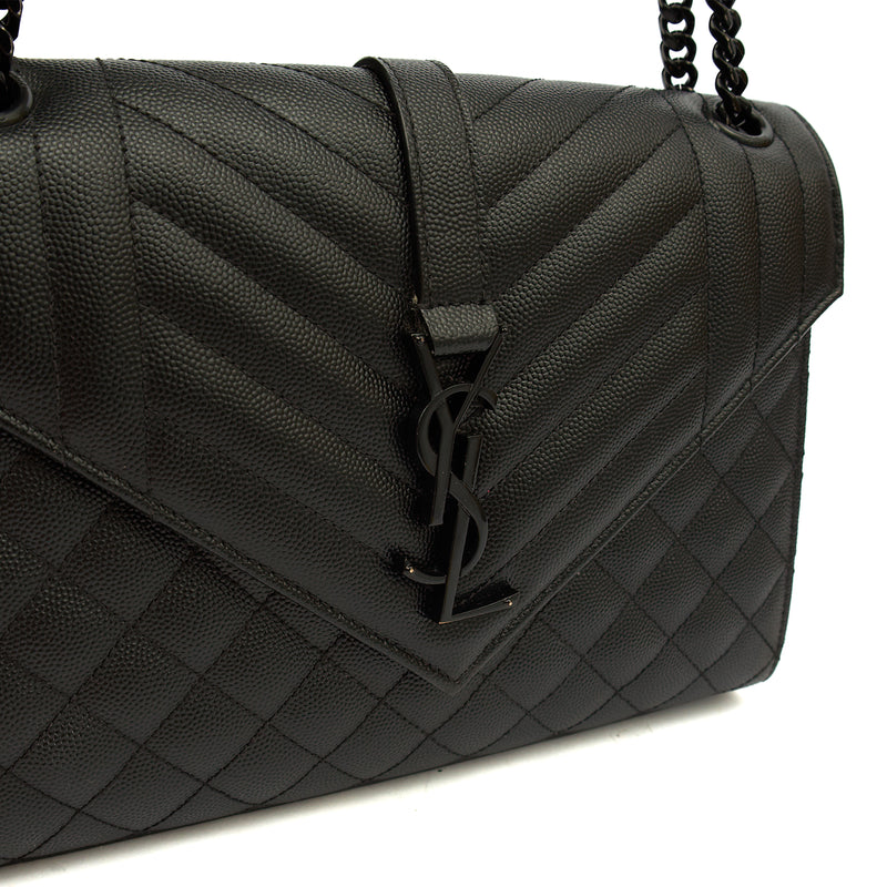 Picture of Saint Laurent Shoulder Bag Envelope - Medium in Black, Leather