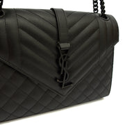 Picture of Saint Laurent Shoulder Bag Envelope - Medium in Black, Leather