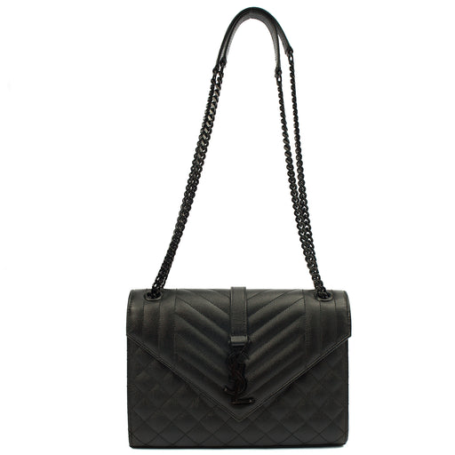 Picture of Saint Laurent Shoulder Bag Envelope - Medium in Black, Leather