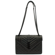Picture of Saint Laurent Shoulder Bag Envelope - Medium in Black, Leather