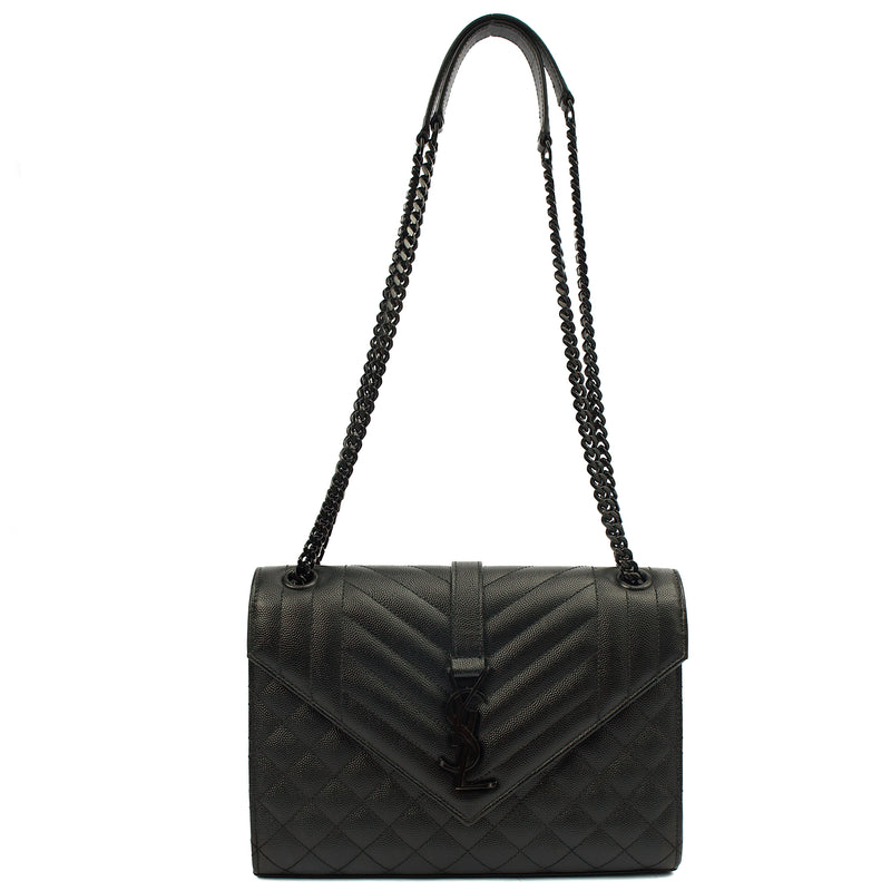 Picture of Saint Laurent Shoulder Bag Envelope - Medium in Black, Leather