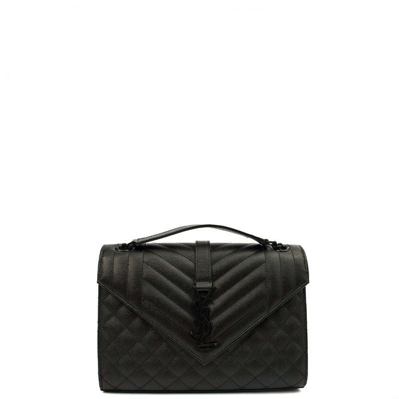 Picture of Saint Laurent Shoulder Bag Envelope - Medium in Black, Leather