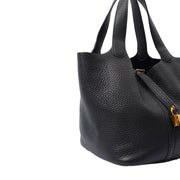 Picture of Hermes Tote Picotin 22 in Black, Clemence Leather