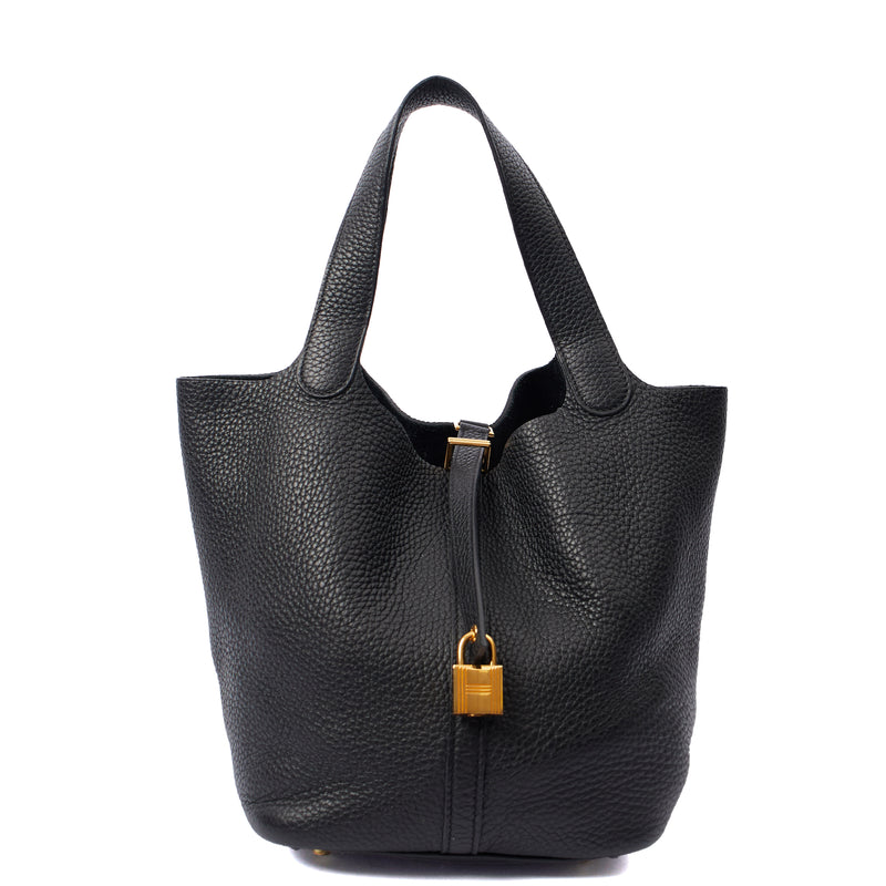 Picture of Hermes Tote Picotin 22 in Black, Clemence Leather