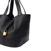 Picture of Hermes Tote Picotin 22 in Black, Clemence Leather