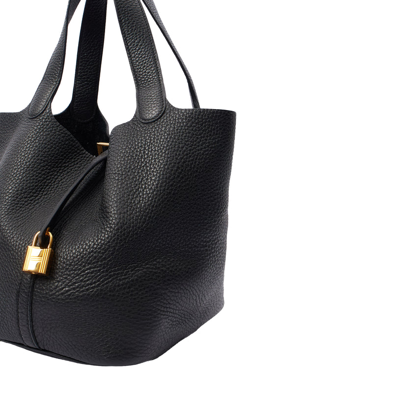 Picture of Hermes Tote Picotin 22 in Black, Clemence Leather