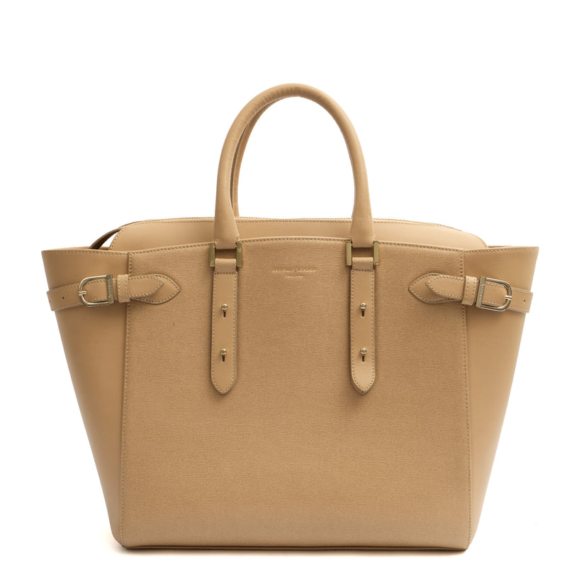 Picture of Aspinal of London Top Handle Marylebone Tote - Large in Neutral, Leather