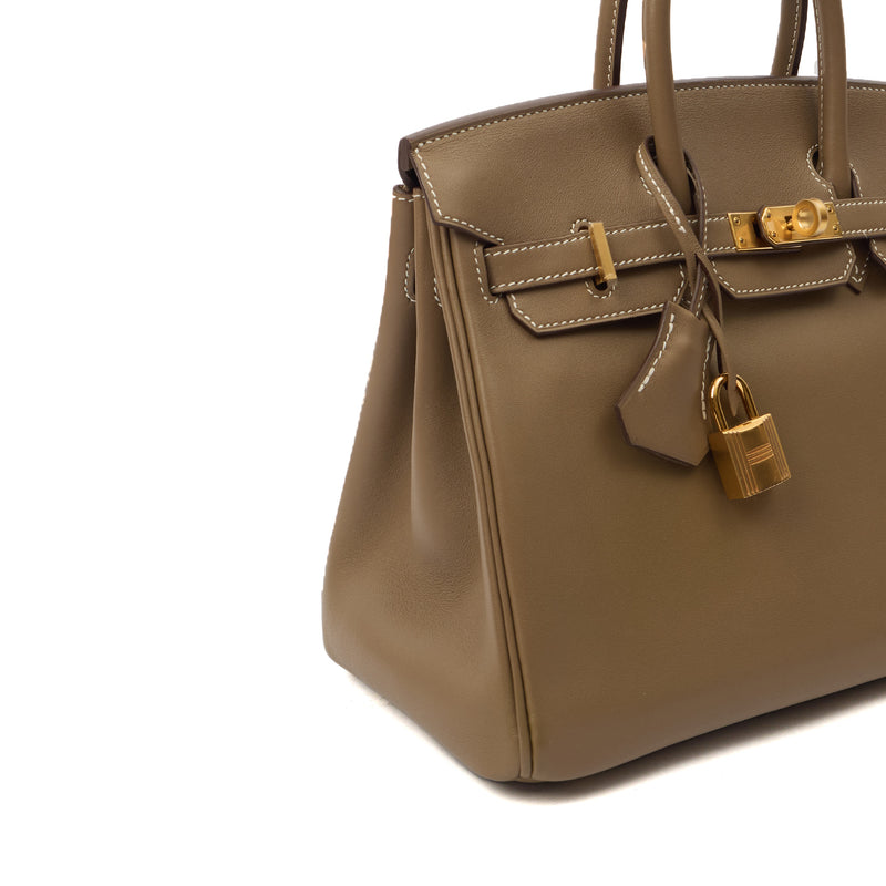 Picture of Hermes Tote Birkin 25 in Etoupe, Swift (Gulli35) Leather